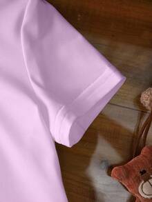 CoComelon X SHEIN Baby Girl Casual Cartoon Pattern Round Neck Short Sleeve Top, Summer - White - View 5