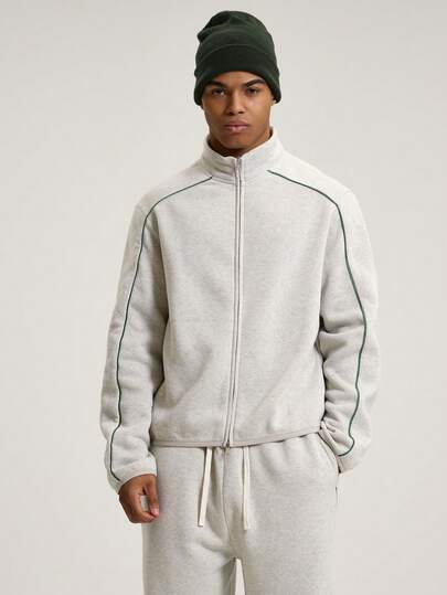  Long Sleeve Stand Neck Zip Through Seam Piping Detailing Musero Branded Back Patch Autumn Winter Essentials Basics Capsule Co Ord Tracksuit