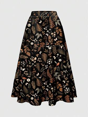 Fairycore 3-Layer Fully Allover Print Hippie Goth Dark Forest Themed Butterfly, Moon & Star Design Women Skirt