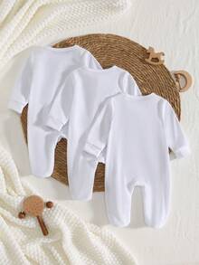 3pcs/Set Newborn Baby Rompers, Long Sleeve Footed Jumpsuit Bodysuit Pajamas