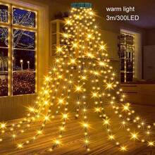 LED Lights String Round Ring Christmas Tree Topper Light Waterfall Hanging Tree Running Water Lights Holiday Party Atmosphere Decoration Lights String For Patio Garden Lawn Indoor Wedding Home Decor Fall Decor Autumn Decor Birthday Decorations - Warm white - View 17