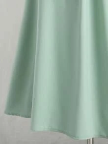 少女优雅简约绿色衬衫半裙套装，通勤休闲装 - 綠色 - 查看 8