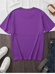 Camiseta playera gráfica dama mujer manga corta cuello redondo casual cómoda fresca ligera moderna juvenil corte regular estampado sombrero vaquero cowboy cowgirl corazón lazo cuerda boho bohemio - lila - Ver 2