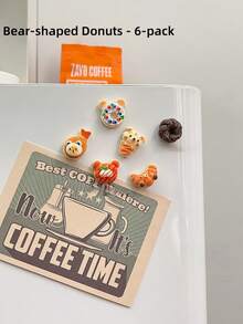 6PCS Mini Food Fridge Magnets Creative Cartoon Bread Simulation Magnetic Stickers Cute Home Decor Kitchen Office Accessories Fun Gift Collection Birthday Party - Multicolor - View 3