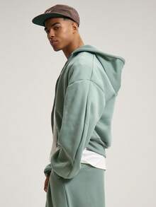 Musero 拉链式超大长袖连帽套头衫，简约风格，品牌标识，仅限定制，春夏必备单品 - 薄荷綠 - 查看 3