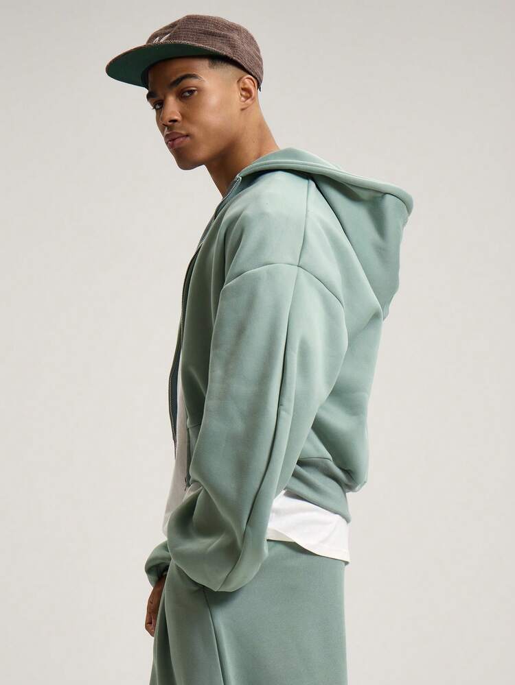 Musero Zip Through Oversized Long Sleeve Hooded Jumper Minimal