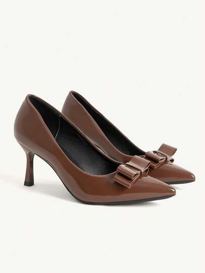 CUCCOO CHICEST Women's Pointed Toe Bow Design Fashionable High Heels, Versatile For Daily Wear Valentine's Day Elegant Shoes Wedding Shoes Spring Shoes Bride Shoes