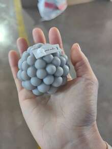 1pc ,Geometric Aromatherapy Small Candle, Home Decoration, Wedding & Festival Ornament,Room Decor,Gifts - Grey - View 3