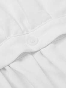 Selianne Women's Versatile Solid Color Ruched Cropped Shirt For Commuting - White - View 4