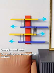 Joivida Multi-Layer Colorful Storage Rack With Character Bookshelf And Ladder, Convenient For Organizing Toys And Cosmetics, Multifunctional Display Shelf, Ideal For Holiday Party Displays And Gifts - Red - View 7