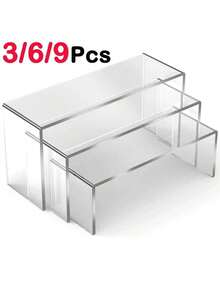 3/6Pcs Acrylic Display Stand Multifunctional Transparently Mini Model Storage Rack For Perfume Doll Jewelry Decor Organizer - Clear - View 7
