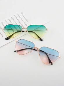PETSIN 1 pieza, color aleatorio, gafas con forma de corazón para mascotas en el Día de San Valentín, gafas de sol con forma de corazón de metal retro con piezas de corazón y océano, adecuadas para mascotas pequeñas - Multicolor - Ver 6
