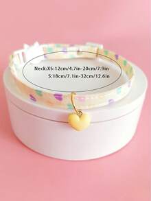 PETSIN 1 Piece, Random Color, Pet Valentine's Day Heart-Shaped Pendant Collar, Cat Clasp, Adjustable Neck Circumference - Multicolor - View 6