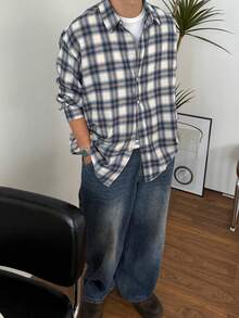 DAZY Men's Plaid Loose Fit Casual Shirt, Spring/Autumn - Multicolor - View 5