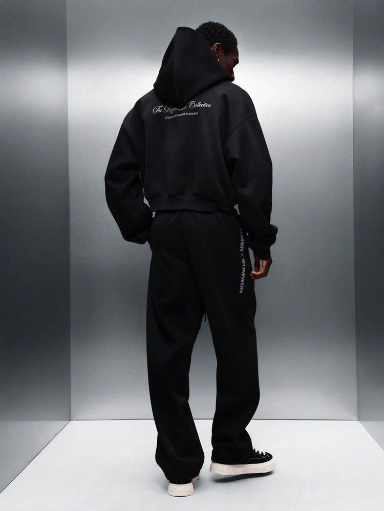 PLAYBOY X SUMWON Oversized Hoodie And Joggers Set With Text Embroidery