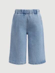 Bộ 2 món áo khoác denim và quần ống rộng cho bé gái - Rửa nhẹ - Xem 7