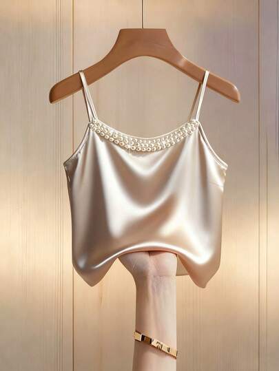 Franclia 女士纯色吊带无袖串珠吊带衫