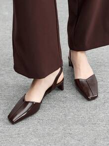 CUCCOO BIZCHIC Giày cao gót mũi vuông đa năng dành cho nữ - Màu Đỏ Sâu - Xem 5