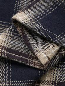 Dazy Kids Young Boy Plaid Short Sleeve Single-Breasted Casual Loose Shirt Spring - Navy Blue - View 7