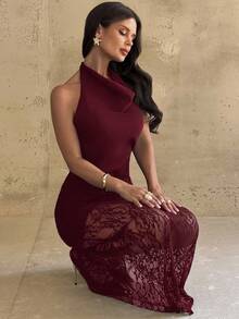 Firerie Women's Elegant Romantic Fashion Commute Sexy Black Lace Skirt, Tight Lace Skirt, Beach Holiday Ladies Skirt, Back To School Graduation Season Women's Wear, Romantic Date, Birthday, Easter Ladies, Carnival In Brazil, Music Festival, Wedding Season, Brunch Ladies Dress, Bohemian Style, Fairy Style Skirt - Red Violet - View 3