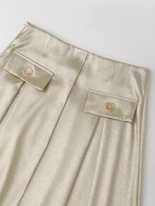 Selianne Women's Textured A-Line Skirt, Suitable For Party, Family Gathering, Christmas, Halloween, Valentine's Day, New Year, Commuting And Casual Daily Wear - Apricot - View 4