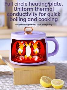 Teckwe 1 Pc 1.6L Multi-Functional Electric Hot Pot With British Plug, That Heats Up Quickly, Is Easy To Clean, Compact And Portable, Features A Heat-Resistant Handle, And Functions As A Mini Rice Cooker. Suitable For Christmas, Family Cooking, Everyday Home, Dormitory, And Office Use; Suitable For All Seasons. A Kitchen Cooking Tool. - Multicolor - View 4