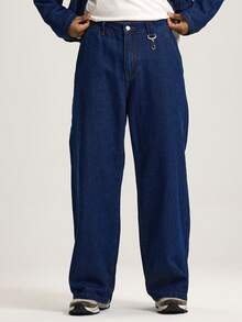 Musero Loose Fit Corporate Style Denim Trouser Clip Attachment Co Ord Jean Bottoms Only SPRING SUMMER - Dark Wash - View 2
