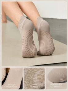 GLOWMODE 3 Pairs Socks Walk A Mile Soft Ventilated Mesh Grip Studio Workout Daily - Multicolor - View 2