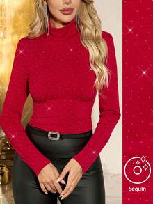 SHEIN Clasi 女士厚款高领保暖内衣，秋冬百搭 - 紅色 - 查看 2
