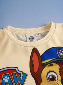 SHEIN | PAW Patrol 2件套男童卡通狗印花圆领长袖卫衣和运动裤针织休闲运动服套装 - 杏色 - 查看 4