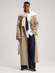 Musero Floor Length Revere Collar Buttoned And Belt Fastening Detail Trench Jacket Cuff Detailing Autumn Winter Essentials