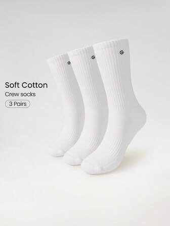 GLOWMODE 3 pares de calcetines suaves con malla ventilada y logotipo bordado perfectos para ejercicios diarios informales