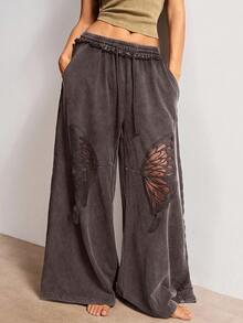 Bohemela Quần dài dệt kim màu trơn thường ngày cho nữ - màu nâu - Xem 5