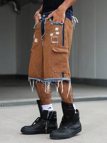 Manfinity EMRG Quần short denim nam kiểu dáng thường ngày, có túi và gấu quần rách, thích hợp để mặc hàng ngày. - Nhiều màu - Xem 7