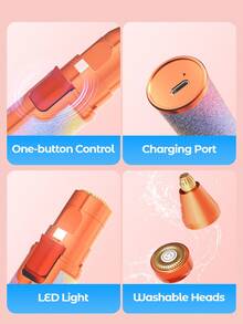 JMMO 无痛便携式脱毛器，二合一电动脱毛器，女性脱毛眉毛修剪器，适用于去除眉毛和唇部等面部毛发，可充电电动脱毛器 - 珊瑚粉 - 查看 5