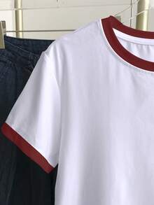 Resyla Plus Size Colorblock Bow & Cherry Print Round Neck Short Sleeve T-Shirt - White - View 4