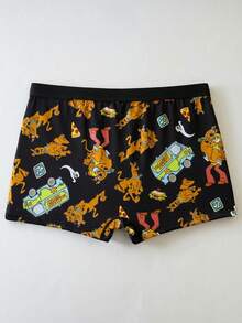 SCOOBY-DOO X SHEIN Men's Casual Comfortable Dog Print Trunks, Summer - Black - View 2