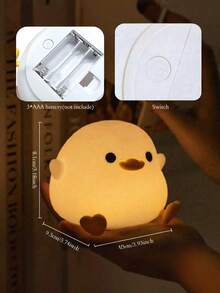 1pc Cute Bean Duck Night Light, DoDo Duck Silicone Nursery Night Light, Battery Table Lamp Bedside Lamp With Touch Sensor For Bedrooms, Living Room - White - View 10