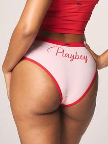 Missguided x Playboy High Waisted Hipster Brief With Christmas Themed Text Print And Contrast Red Trim Details For Holiday Intimates - Multicolor - View 2