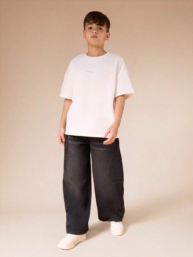 Badge Detail Crew Neck T-Shirt With Back Print