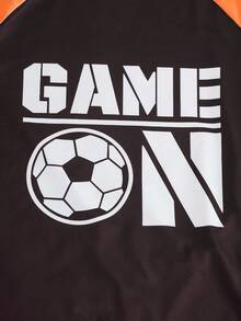 2pcs/Set Tween Boys Fashionable Pajama Set, Football Graphic Top Paired With Plaid Pants, Loungewear - Multicolor - View 7