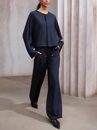 Aveloria Modichic 2pcs Fashionable Denim Effect Matching Set For Women