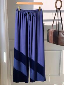 SHEIN EZwear 女士柔软针织家居裤，海军蓝 - 藏蓝色 - 查看 5