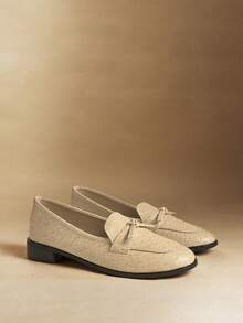 Women's Casual Versatile Commuting Bow Decor Flat Shoes - Apricot - View 8