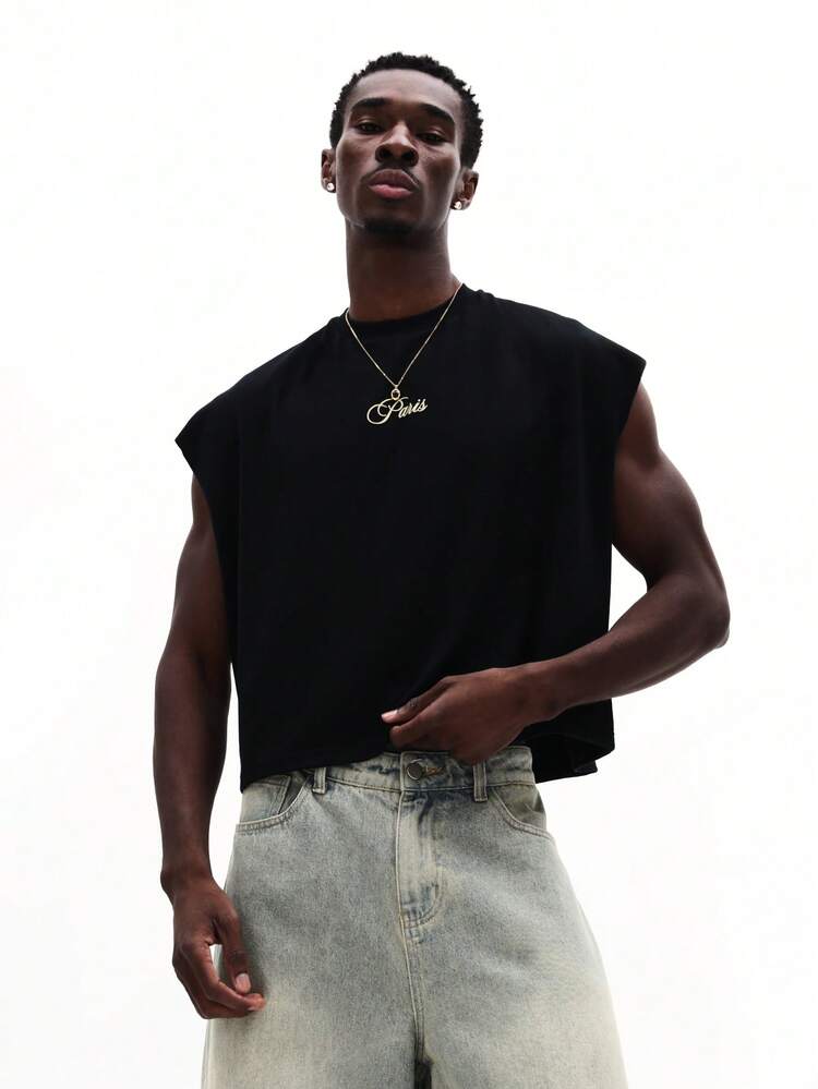 Locker geschnittenes Tanktop mit Aufdruck und Schriftzug