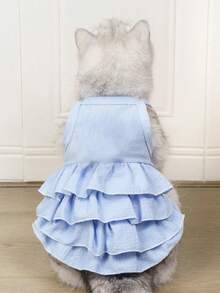 PETSIN 1 件涤纶蓝天白云吊带公主裙，淑女风连衣裙，时尚可爱芭蕾舞风格吊带裙，适合猫狗穿着，室内外均可穿着。 - 彩色 - 查看 13