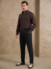 Core Aspect 男士纯色休闲西装裤 - 黑色 - 查看 5