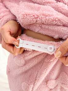 Moonlight&Mama 2pcs Maternity Sleepwear Set With Cutout Floral Velvet Bow Collar Long Sleeve Top And Long Pants, Autumn/Winter - Dusty Pink - View 5