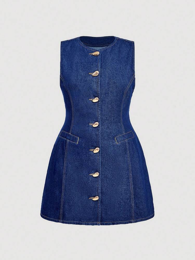 denim dress polyvore Charo Dress