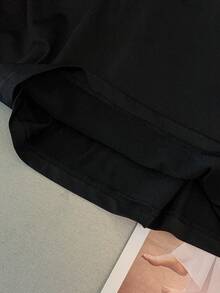 GlowEve CURVE Plus Size Women Summer Knit Elastic Round Neck Short Sleeve Beaded Casual T-Shirt, Suitable For Commuting, Outings And Gatherings - Black - View 4